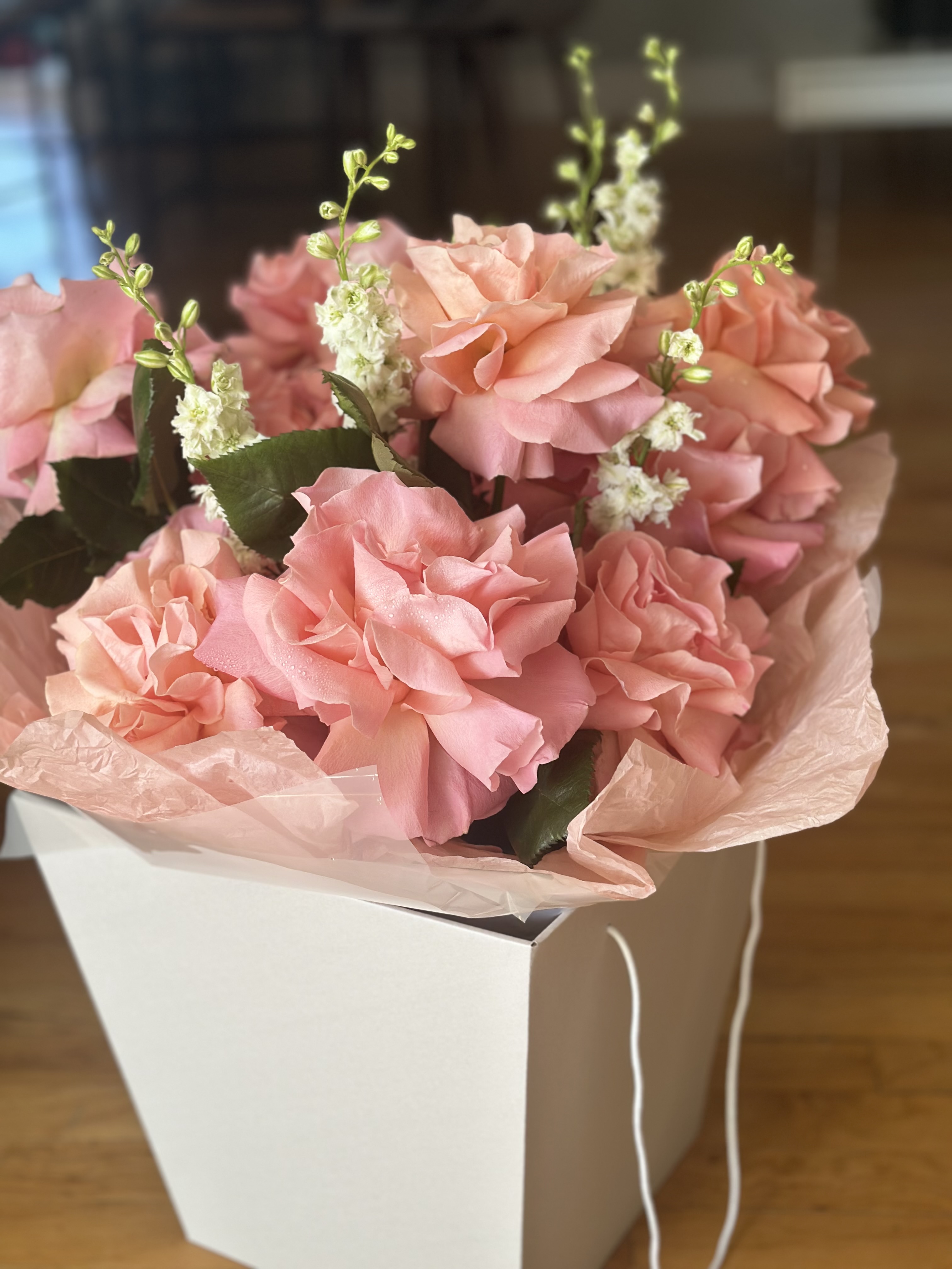 Hand tie bouquet — Blush palette